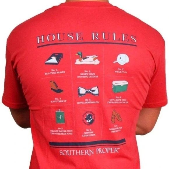 Southern Proper House Rules Long Sleeve T- Shirt Large Red Black Lab Du… - Picture 9 of 12